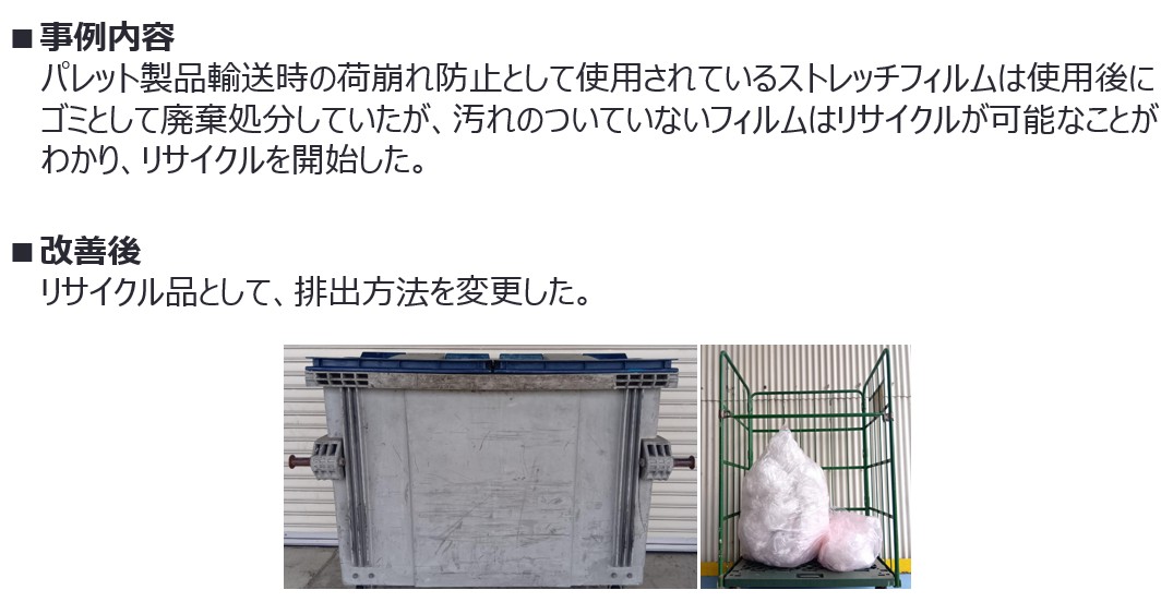 ストレッチフィル1ムのリサイクル化
